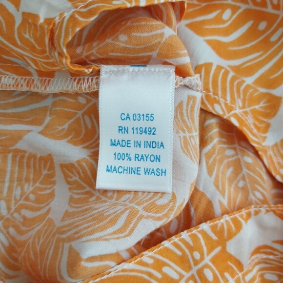 April Cornell Tropical Palm Leaf Tote Crossbody Bag New Without Tag Orange White - Picture 5 of 5